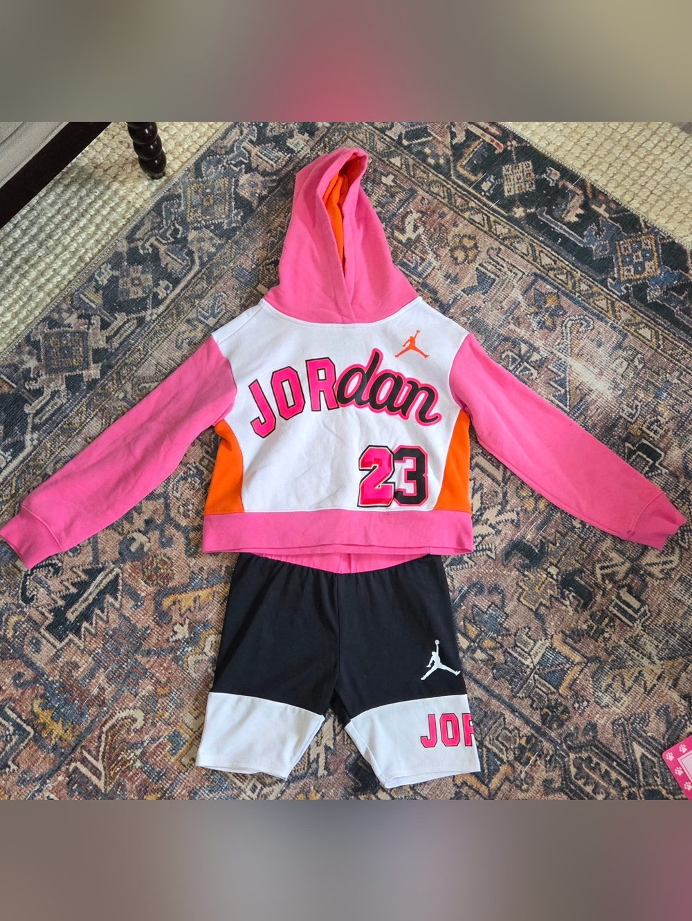 Jordan Pink Pack Boxy Hoddie With Matching Shorts Set